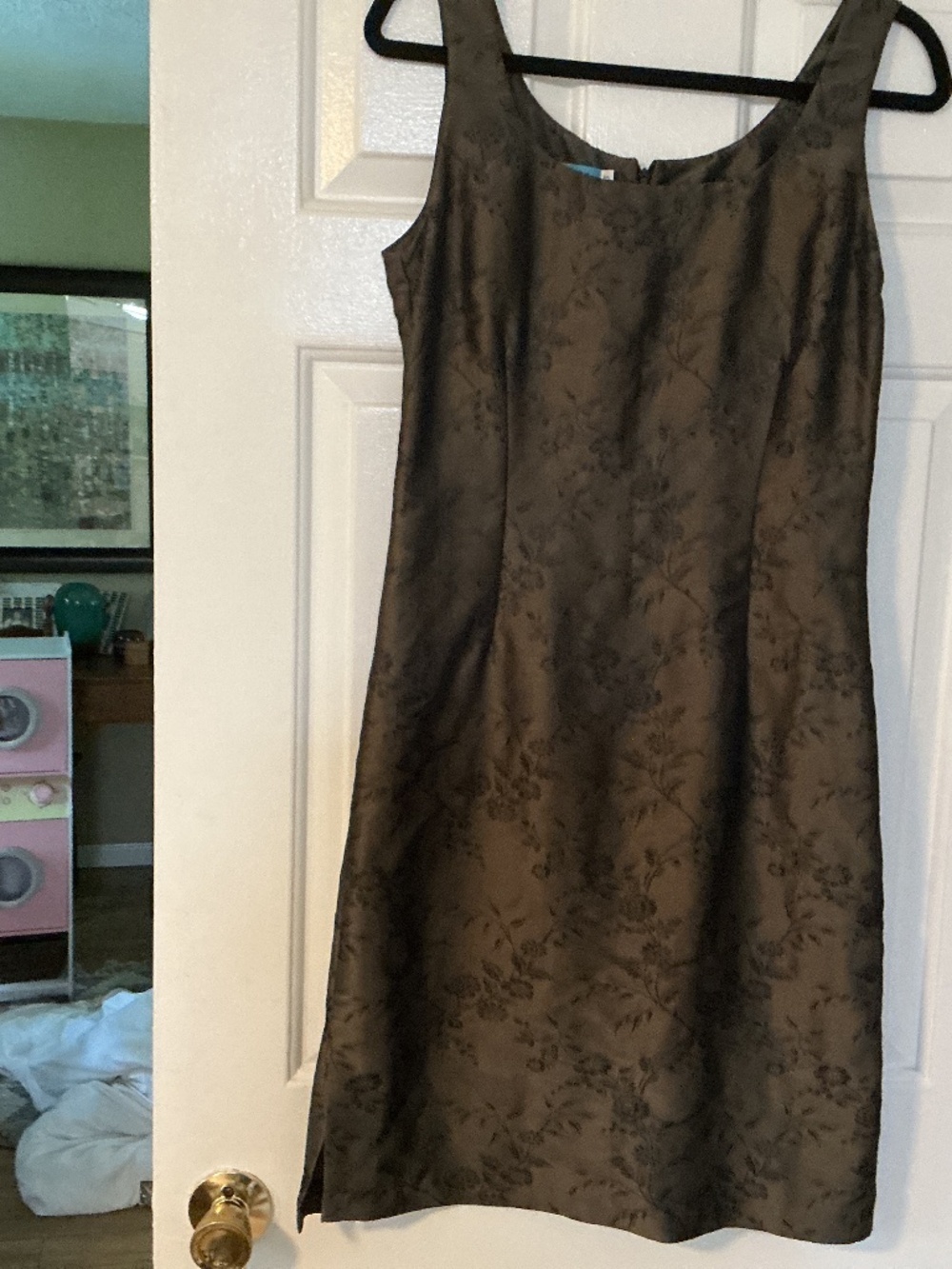 Vintage Johnny Was USA Floral Jacquard Dress Brown Small Rare